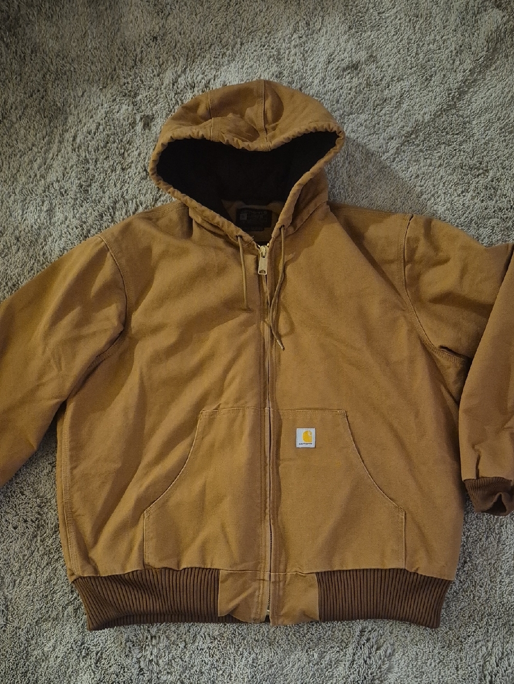 Carhartt Tan Hooded Zip-up Jacket XL
